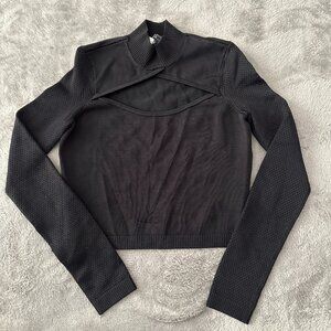 Fleur Du Mal Black Long Sleeve Sweater Blouse Top SMALL Cutout Front